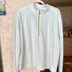 Lilly Pulitzer Luxletic White V-Neck Sweater Soft Minimalist Design